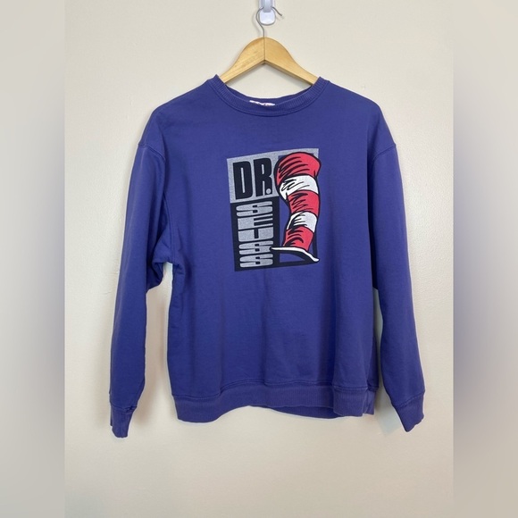Dr.Seuss VINTAGE 1994 Licensed Cat in The Hat Sweatshirt Purple Graphic Medium - Picture 9 of 9